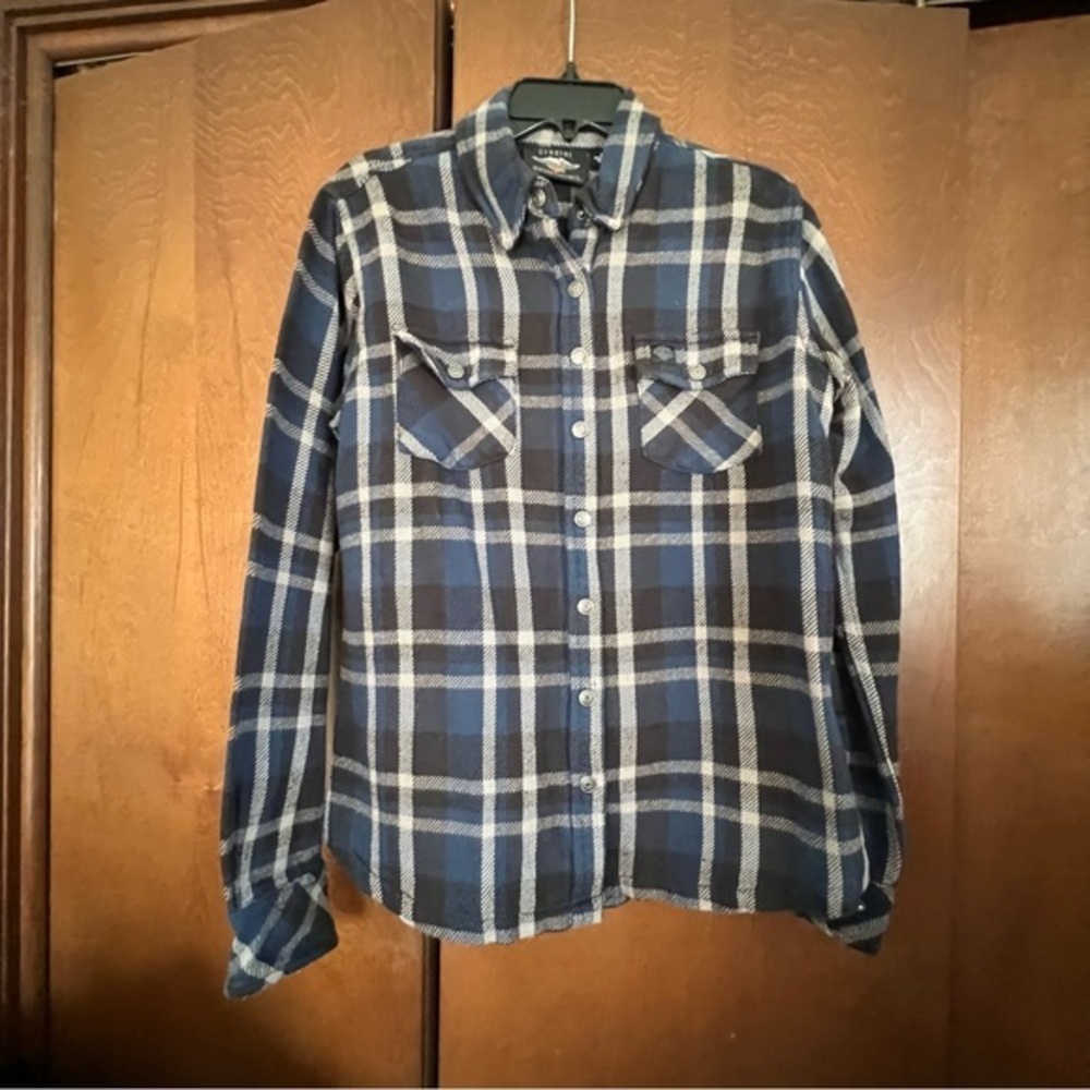 Harley Davidson Women’s Blue Plaid Cotton Shacket NWOT Sz Small